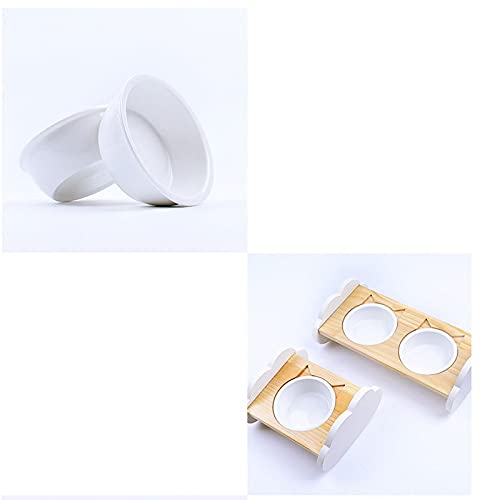 RTHGTFGW Comedero Perro Tazón doméstico for Mascotas con Estante de Madera Maciza, Boca Oblicua de Alto Precio for Proteger la Columna Cervical, Adecuada for Gatos y Perros (Size : Medium)