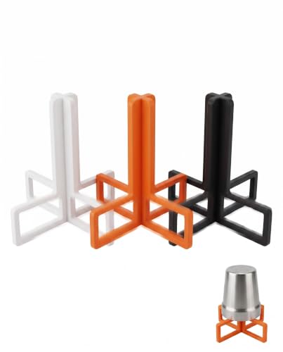 BTACGWP Escurridor de Botellas 3 Unidades, Blanco Naranja Negro. Universal para SodaStream y Biberones. Secado rápido, higiénico y diseño desmontable para botellas con cuello >2.5cm.