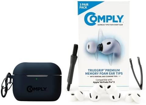 Comply Silicone Protective Case Bundle with TrueGrip Premium Memory Foam Replacement Earbud Tips for Apple AirPods Pro Gen 3, White, Small, 3 Pairs, Durable Protective Cover for Wireless Earbuds image 2