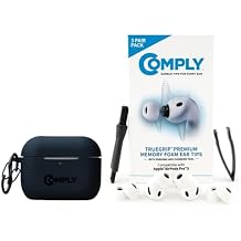 Comply Silicone Protective Case Bundle with TrueGrip Premium Memory Foam Replacement Earbud Tips for Apple AirPods Pro Gen 3, White, Large, 3 Pairs, Durable Protective Cover for Wireless Earbuds