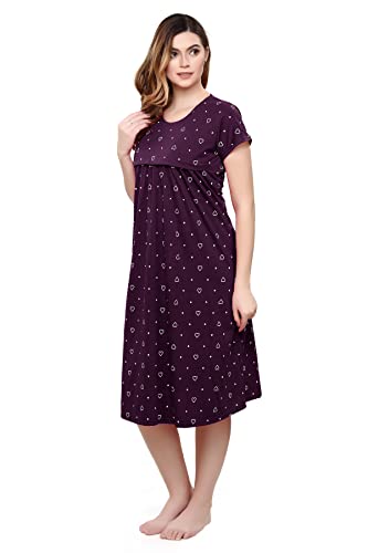 TIGYWIGY-Womens-Cotton-Printed-Knee-Length-MaternityFeedingNursing-Nighty