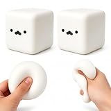 2Pcs Marshmallow Squishy,Seal Tofu Shaped Squishy Toy, Slow Coconut Oil Stress Ball,Cute Desk Decor Stress Ball for Focus and Relaxation, for Students and Adults (White)