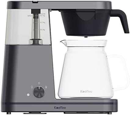 KOOFFEE Coffee Maker, One-button Brew, Essense-G 8 Cups 1.3L Coffee Machine, 1500 Watt, Optional Pre-infusion Bloom Mode, Drip Coffee Maker with Borosilicate Glass Carafe