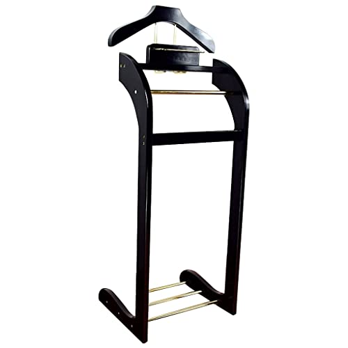 Elegante soporte independiente para traje con bandeja, barra para pantalones, zapatero y nizer para cinturón, solución definitiva de almacenamiento de ropa para hombre para el hogar y viajes