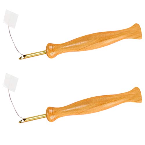 HEALLILY 2 Agulhas de Madeira Conjunto de Agulhas de Perfuração Punho de Madeira Agulhas de Bordar C