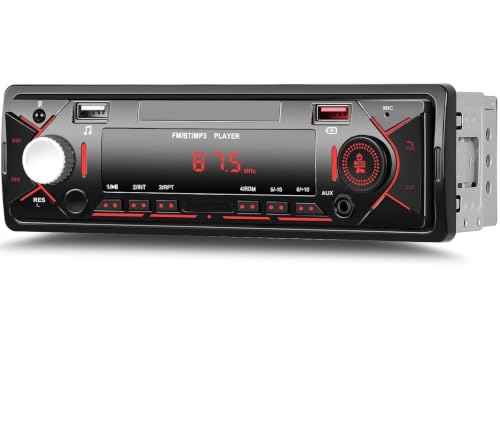 Image of Single Din Car Stereo FM /BT /MP3 Player with Dual USB & AUX | Bluetooth Calling, FM Radio Tuner, Dual USB Ports, AUX Input, LED Display