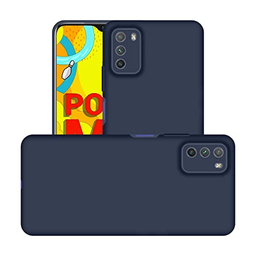 Image of Case Creation Liquid TPU Silicone Cover for Poco M3 Soft Case,Anti-Dirty Slim Case Frosted Matte Cute Candy TPU Raised Bezel (Splash of Color) Back Case Cover for Xiaomi Poco M3 -Navy Electric Blue