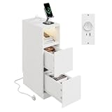 SoBuy comodino con stazione di ricarica e luce LED a sensore, 20x35x60cm...