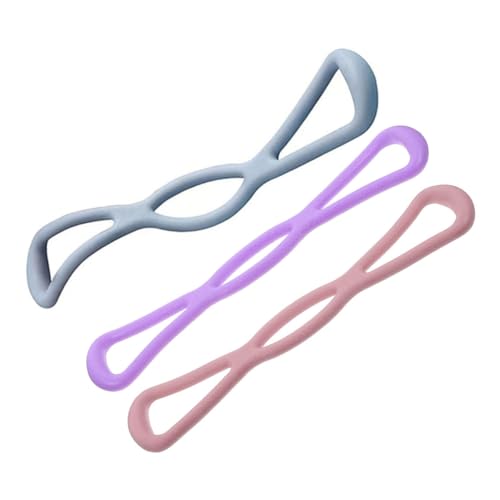 ibasenice 3 Piezas Bandas de Resistencia Yoga Elásticas Alta Elasticidad para Estiramiento Fitness y Ejercicio Casa con Colores Rosa Azul y Morado