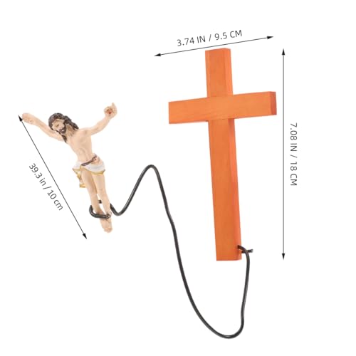 Cruz de resina Jesús artesanía sacra de alta fidelidad con acabado madera 4