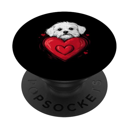 Valentine's Day Maltese Dog Valentine Heart PopSockets Adhesive PopGrip