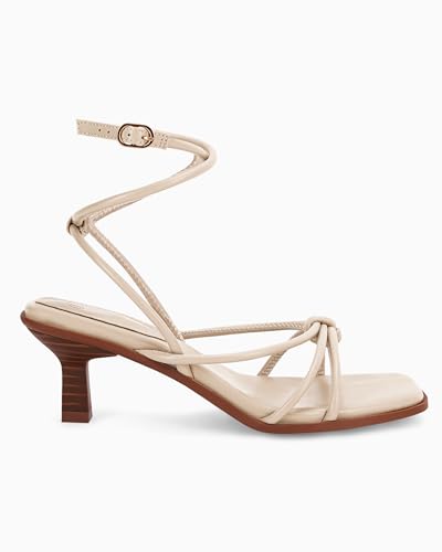 Image of Coutgo Womens Strappy Heels Sandals Thong Gladiator Square Open Toe Low Kitten Heeled Criss Cross Ankle Strap Summer Dress Wedding Shoes