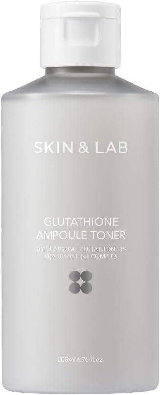 [Skin&LAB] Glutathione Ampoule Toner 6.76 fl oz, Improve Dart Spot, Hyperpigmented, Skin Clarity, Korean Toner for Sensitive Skin