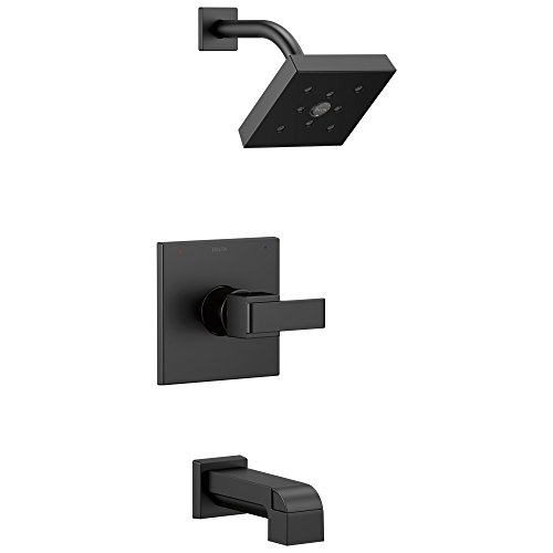 Top Rated Delta Faucet Ara 14 Series Single-Function Tub and Shower Trim Kit with Single-Spray H2Okinetic Shower Head, Matte Black T14467-BL (Valve Not Included)