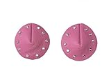 SPRING HILL WOOD WORKS Real Leather Round Pasties - Fetish, Bondage, BDSM, Stripper, Dancer Nipple Covers (PINK WITH RHINESTONES)