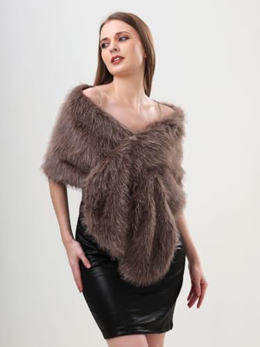 Image of Extra Large Women's Faux Fur Collar for Winter Coat (IN, Alpha, Free Size, Brown)