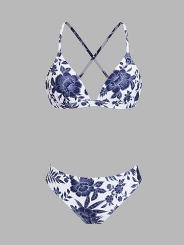 Image of CUPSHE Bikini Set for Women Two Piece Swimsuits V Neck Low Rise Crisscross Back Self Tie Spaghetti Straps