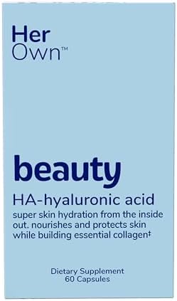 Her Own Beauty Hyaluronic Acid Capsules, Skin Hydration, Nourishes and Protects Skin, Essential Collagen, Hyaluronic Acid, Supports Beautiful Skin, with Zinc, Magnesium, Vitamin C, 60 Count