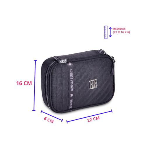 Kit Escolar Mochila de Rodinha RB com Lancheira e Estojo Rebecca Bonbon (PRETO)