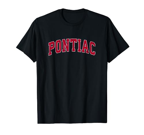 Pontiac Illinois IL Diseño Deportivo Vintage Diseño Rojo Camiseta