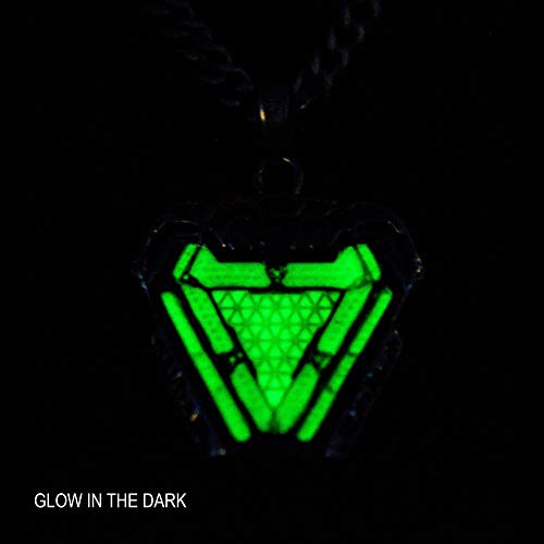 Marvel Iron Man Arc Reactor Glow-in-The-Dark Stainless Steel Pendant Necklace with 60cm Chain. Official Licensed Jewelry, Blue, One Size.4