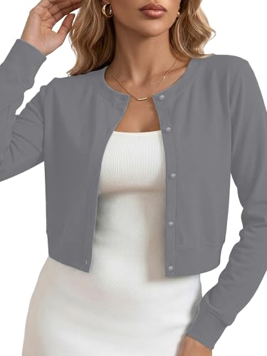 Image of Heymoments Women's Thin Shrugs Long Sleeve Lightweight Cropped Tops Open Front Cardigan for Dress S-2XL