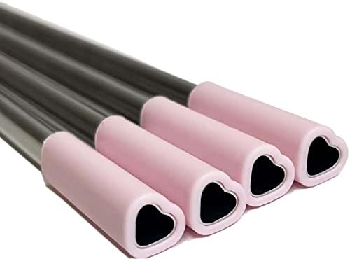The best MOON Heart Shaped Stainless Steel Reusable Metal Straws with Pink Silicone tips (Set of 4 straws)