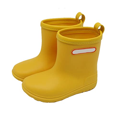 EnJoCho 1 to 10Years Little Kid Easy On Rain Shoes Boots for Toddler Kids Short Rain Boots Lightweight Rainy Day Shoes (Yellow, 12 Little Child)3
