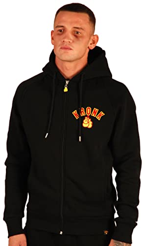 KRONK Gloves Zip Hoodie with Applique Logo – Regular Fit Men’s Zip Hoodie - Heavyweight Cotton Blend with Iconic Boxing Logo Design - Comfortable Gym & Streetwear Jacket for Training and Everyday Wear