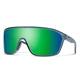 SMITH Boomtown Sunglasses – Shield Performance Sports Active Sunglasses for Biking, Running, Fishing & More – For Men & Women – For Men & Women – Matte Stone Crystal + Green ChromaPop Mirror Lens
