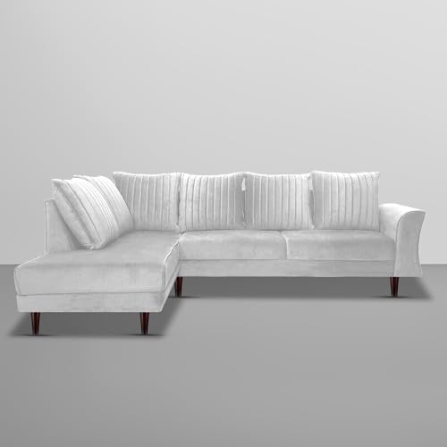 Image of Gratly LHS 4 Seater L Shape Sofa Set for Living Room (Grey Colour) Premium Fabric Sofa