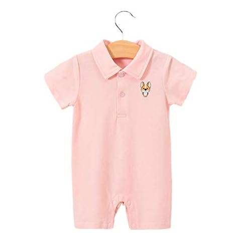 Baby Boys Romper Overalls Short Sleeve Polo Cotton Outfits Infant Clothes Pink Dog 9-12 Months/80 Cover