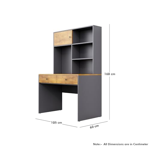 Image of Bniture Wooden Study Table for Home | Engineered Wood Study Table with 2 Drawers | Multi Purpose Computer Desk for Writing & Study | Laptop Table for Study Room & Office | Slate Grey & Giant Wood