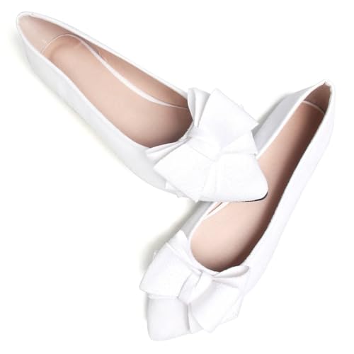 Image of TN TANGNEST Women's Flats Comfortable Dressy Slip On | Pointed Toe Bow Ballet Shoes, Business Casual Office Flats, Suede Flat Shoes