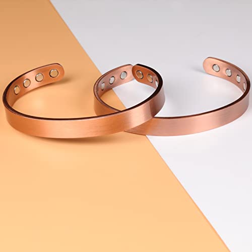 Feraco CA-B089LQM3J4 2 Pcs Copper Magnetic Bracelet For Women Men,Sleek Magnetic Bracelet With 99.9% Pure Copper,Cuff Bangle thumb #6