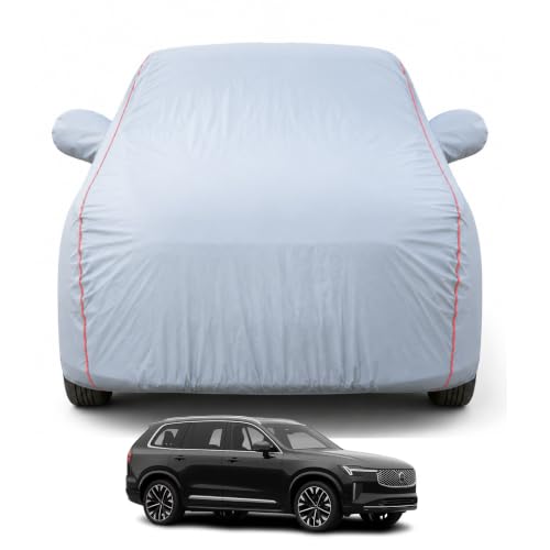 Image of Premium Car Cover for Volvo XC 90 Model | Waterproof, UV & Dust Protection | Mirror & Antenna Pocket | Triple Stitched, Soft Inner Lining, Belt & Buckle (Dark Grey)
