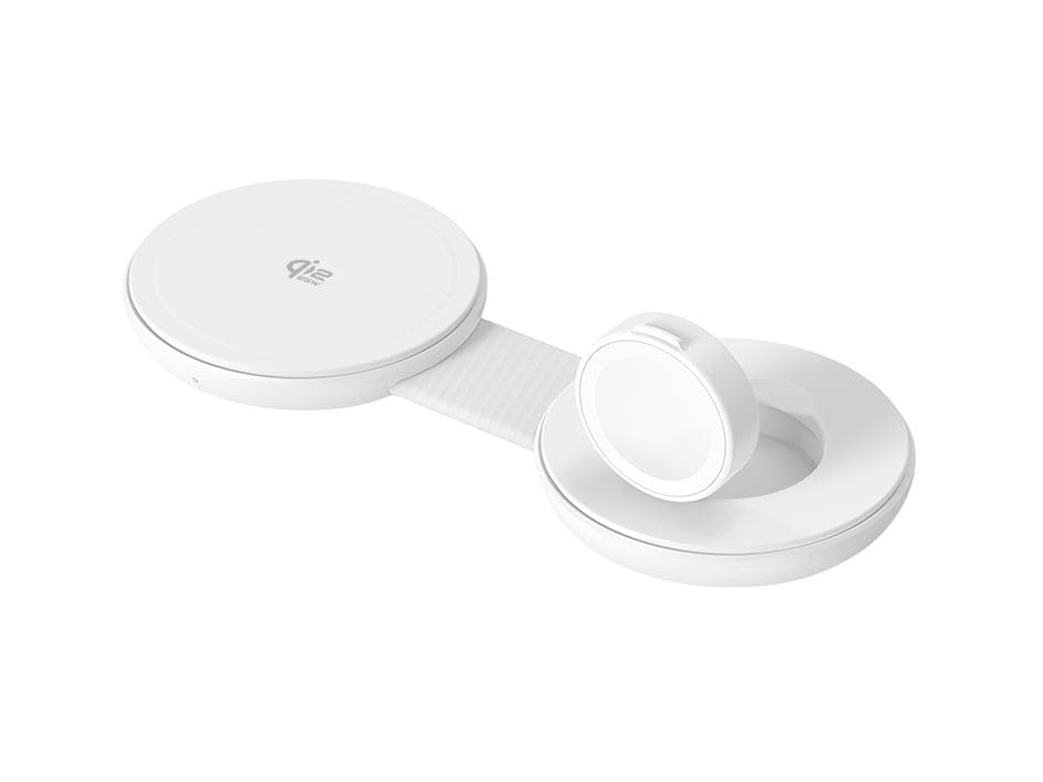 Chargeur sans fil magnétique double Qi2 25W pliable compatible smartphones et écouteurs