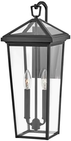Hinkley Alford Place 25655MB-LL Medium Outdoor LED Tall Wall Mount Lantern, Die Cast Aluminum Frame, Sealed Clear Glass, Dimmable, Museum Black