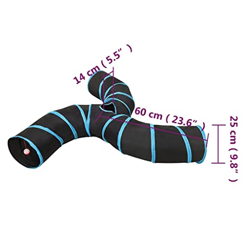 Túnel para gatos de 3 vías negro y azul Mangloder plegable de poliéster 25cm 6