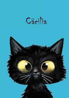 Cäcilia: Personalisiertes Notizbuch, DIN A5, 80 blanko Seiten mit kleiner Katze auf jeder rechten unteren Seite. Durch Vornamen auf dem Cover, eine ... Coverfinish. Über 2500 Namen bereits verf