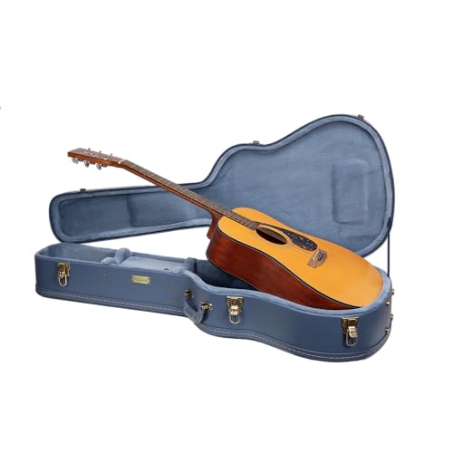 Crossrock Relief Series Dreadnought Guitar Case for Gibson J-45 / Martin D-Style | Carved Smoke Blue Finish, Monochrome Blue Velvet Interior, Lock – Premium Wooden Hardshell (CRW630DSB) by Crossrock - Used condition - CA$140.97