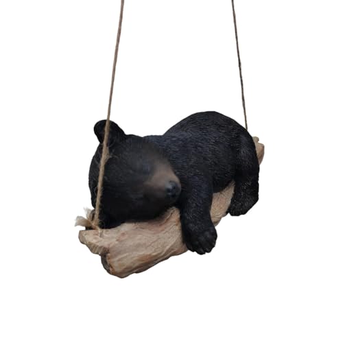 Figura colgante de oso cachorro suspendido en resina negra miniatura 3