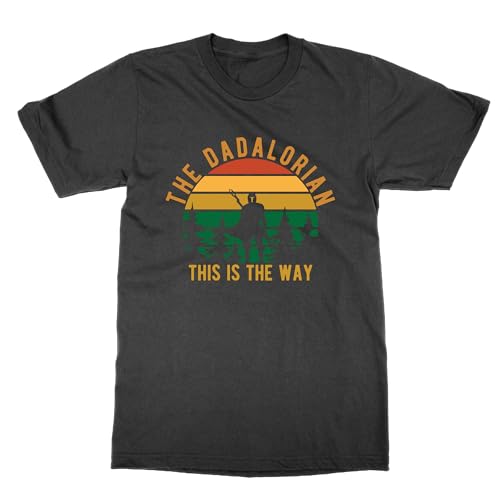 T-shirt Dad Mandalorian noir col rond vêtement coton imprimé geek