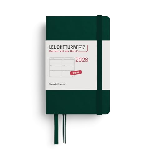 Leuchtturm1917 372734 Agenda Settimanale Mini (A7) 2026, Verde Foresta, Inglese