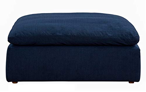 Sunset Trading Contemporary Puff Collection Slipcover Only For 5 Piece L-Shaped Sectional Sofa W Ottoman| Modular Couch Fitted Cover | Stain-Proof Water-Resistant Washable Performance Fabric Navy Blue #TOP4