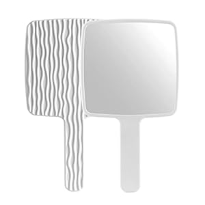 Jasefa Hand Mirror, Handheld Mirror with Handle for Makeup, Portable Cute Hand held Mirror for Shaving, Travel Men & Women(White)