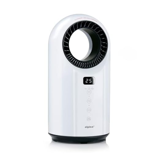 alpina Calefactor eléctrico y ventilador de 1500 W – Radiador de cerámica con temporizador y mando a distancia – Radiador oscilante con función de refrigeración y calefacción – 18 x 18 x 37 cm