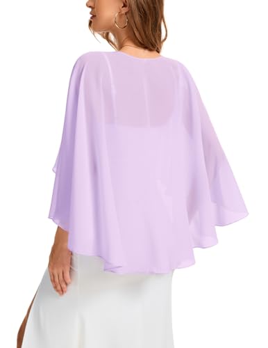 Bbonlinedress Chiffon Capes Damen Sommer Weiche Capelets leichte Tücher Wraps für Abendkleider Schal Stola elegant Umhang Lavender