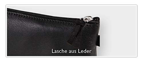 Clairefontaine 8320C, One Round Black School Pencil Case diameter 5,5x22 cm in Genuine Lambskin Leather, School Supplies - Image 3