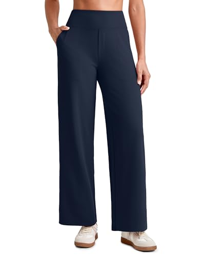 G4Free 25.5''/27.5''/29.5'' Wide Leg Pants for Women 7/8 Length Yoga Dress Pants High Waist Stretch with Pockets Casual Work